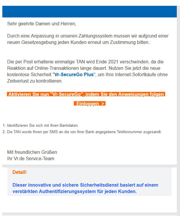 Phishing-Mail SecureGo Phishing-Mail SecureGo