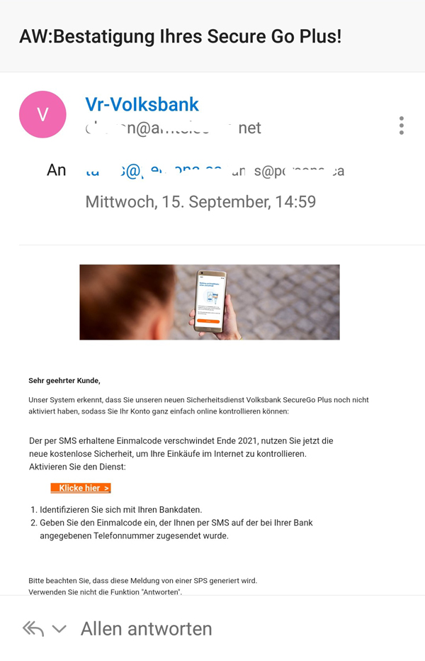Phishing-Mail SecureGo Phishing-Mail SecureGo